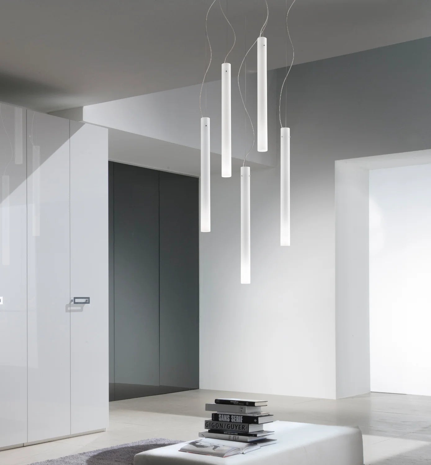 Vistosi Candela Pendant Lamp Murano glass white chandelier