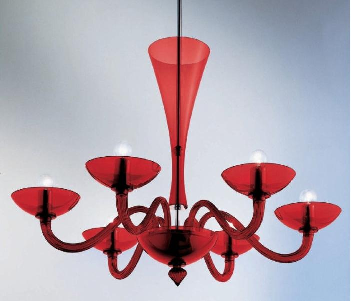 Mazzega1946 Mazzega Gaulo Pendant Chandelier in hand made Red Murano glass Hand Made in Italy