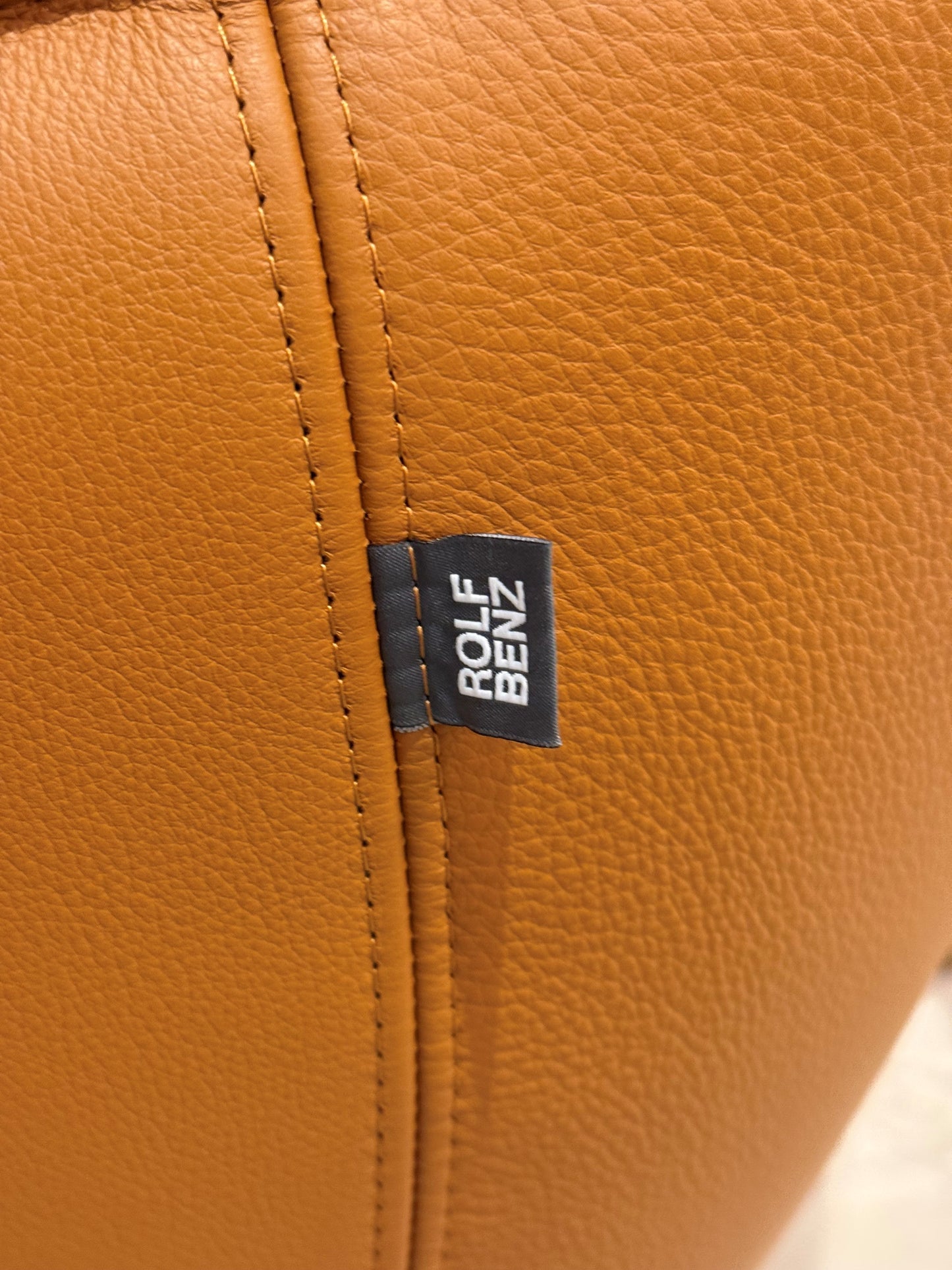 Rolf Benz Meg Lounge Chair Ottoman Set in Premium Cognac Leather made in Germany