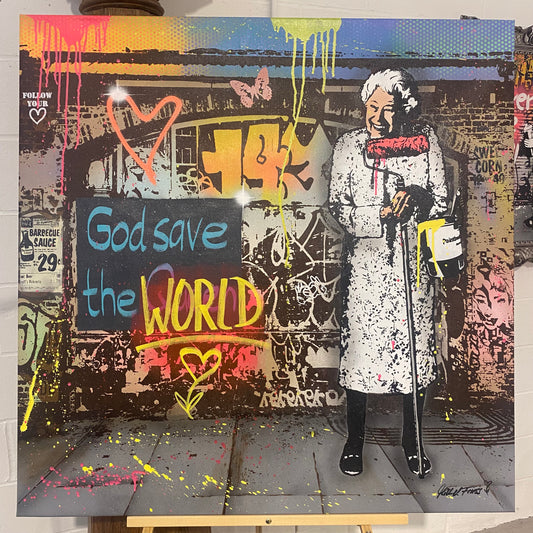 "God Save The World " Painting by Michel Friess