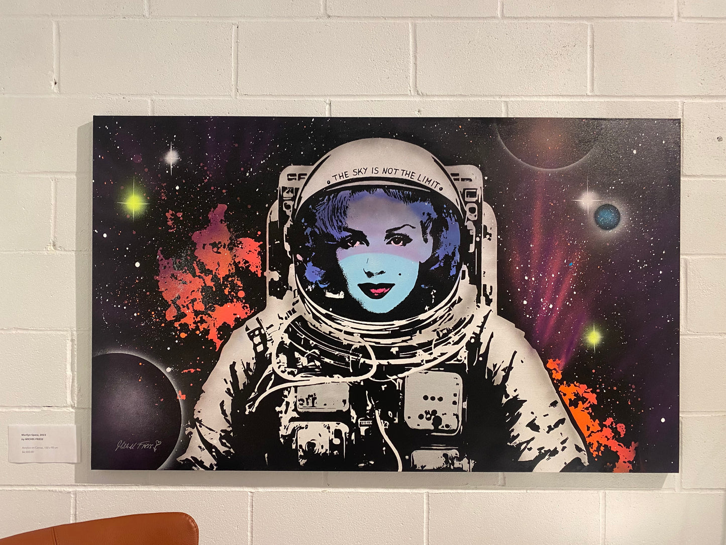 Michel Friess painting pop art acrylics on canvas Marilyn shown at Modus10 Soho New York Pop art original painting