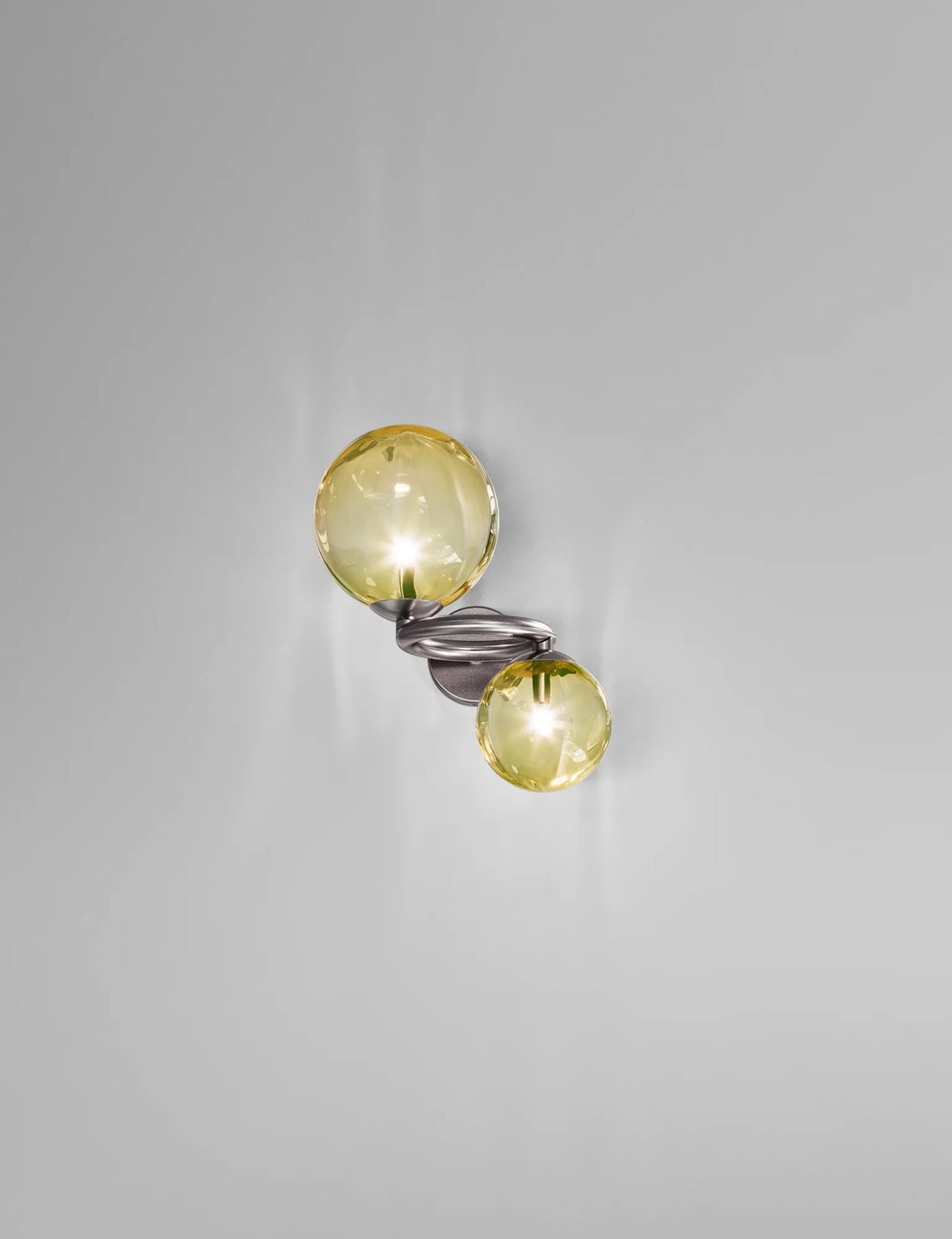 Vistosi Puppet Ring Wall Sconce Lamp amber glass black nickel metal ring