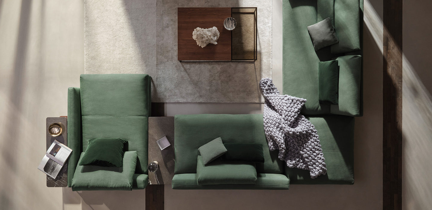 Rolf Benz Nuvola sectional fabric sofa minimal contemporary green