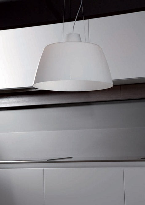 Squeezer Pendant Lamp - Hanging Lamp - Ceiling Pendant Lamp in White Frosted Murano Glass shade - Made in Italy