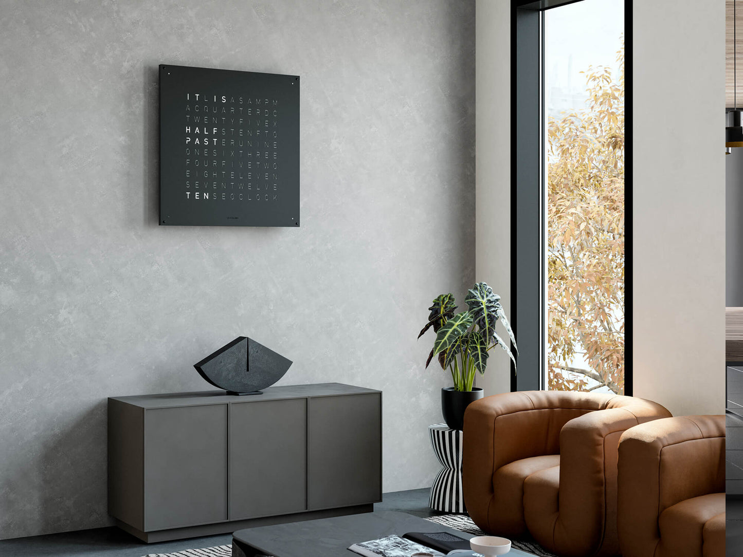 Qlocktwo Large Wall Clock black pepper finish black body made in Germany