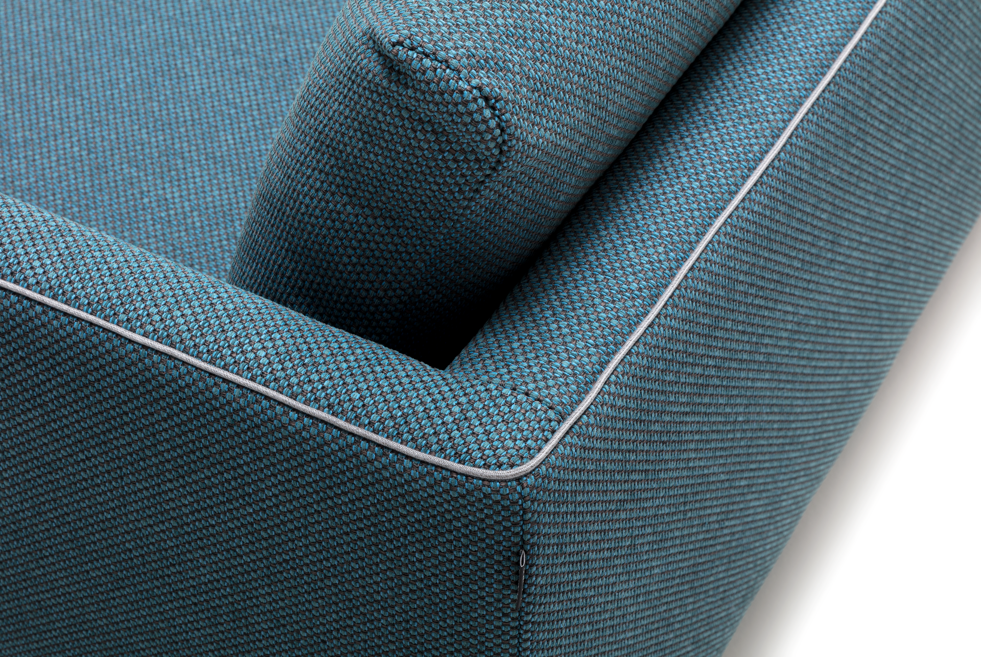 Freistil by Rolf Benz 133 sofa in blue fabric close-up back detail
