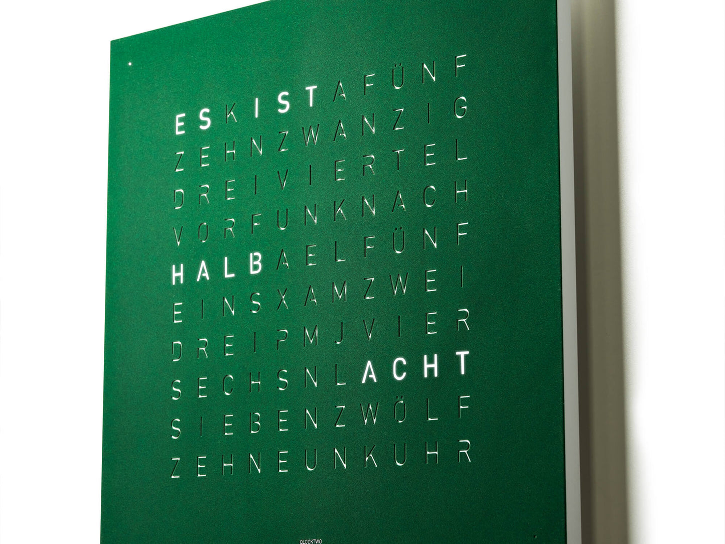 Qlocktwo Classic Wall clock green velvet finish with white body