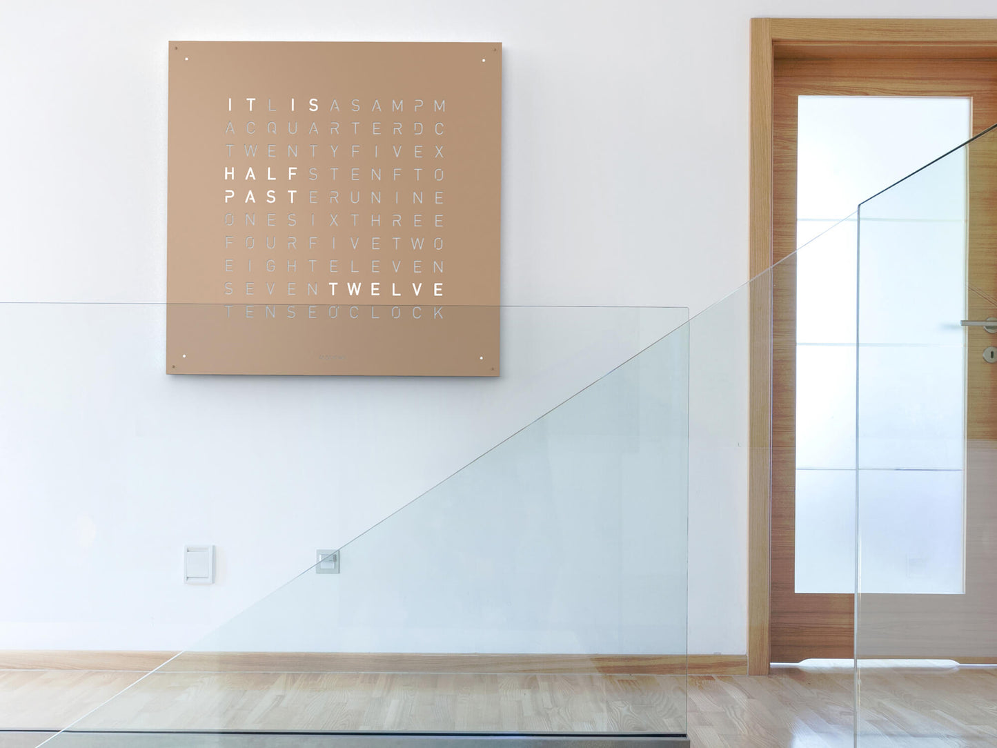 Qlocktwo Large wall clock hazelnut finish Made in Germany