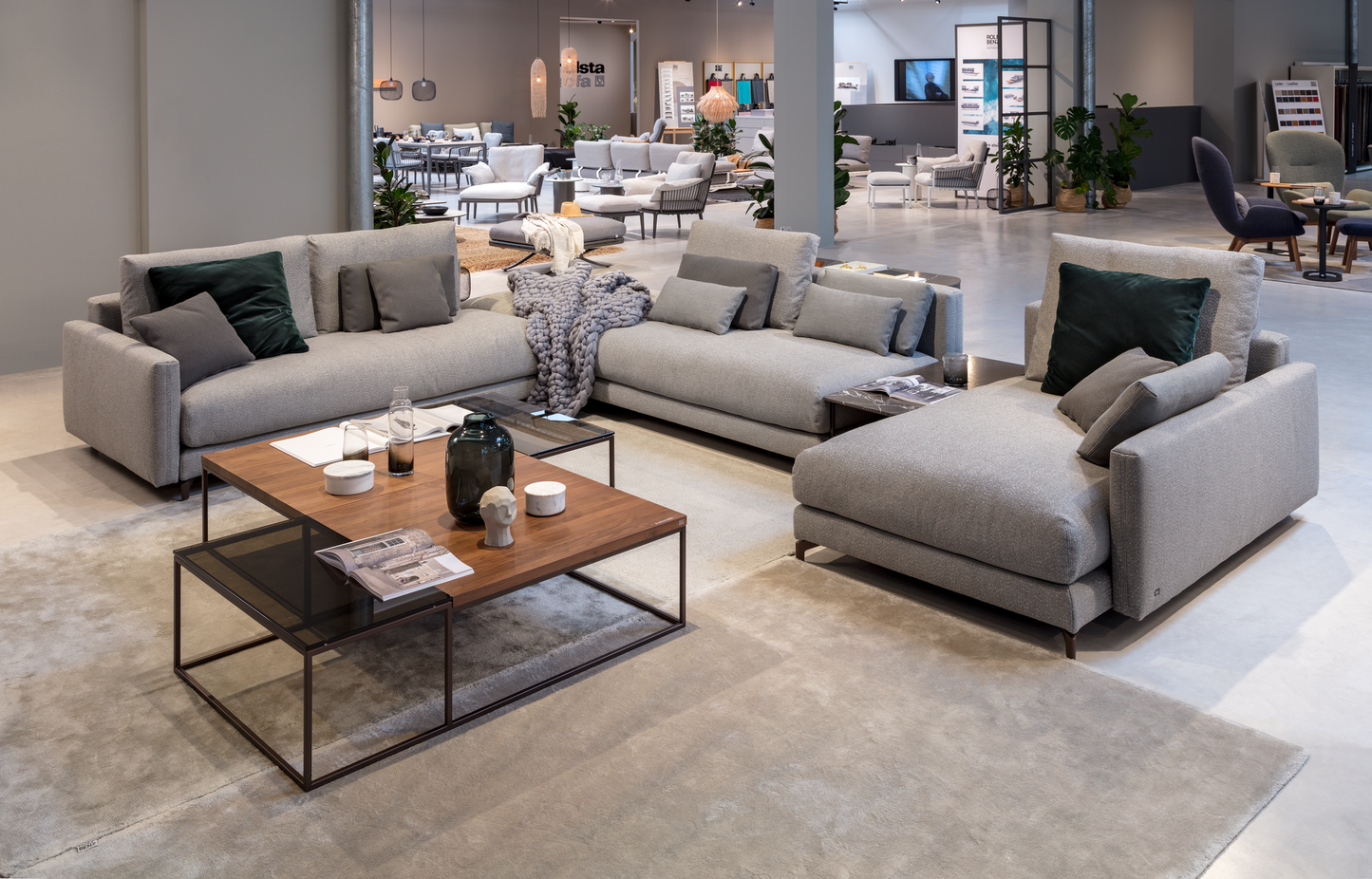 Rolf Benz Nuvola modular sectional fabric sofa grey
