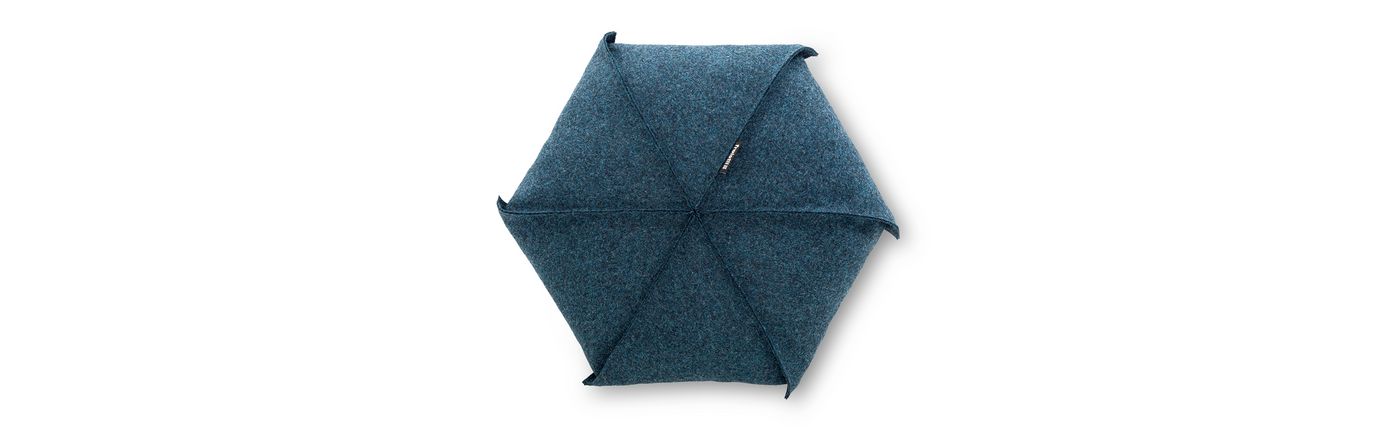 Freistil by Rolf Benz 179 cushion with seams in ocean blue wool fabric