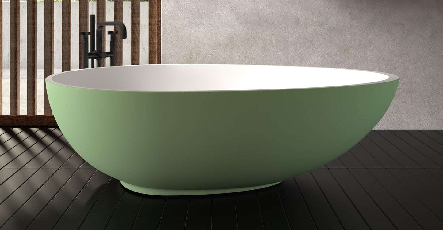 Vov freestanding Bathtub from Mastella in bicolor grey and white Cristalplant in a contemporary designer Italian bathroom