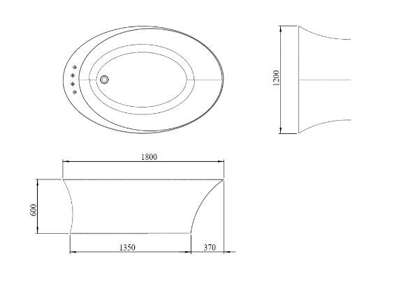 Mastella Helen Freestanding Bathtub in deimos dimensions
