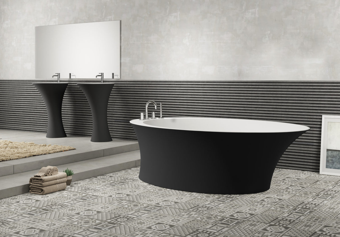 Mastella Helen Freestanding Bathtub in bicolor deimos in a contemporary designer bathroom
