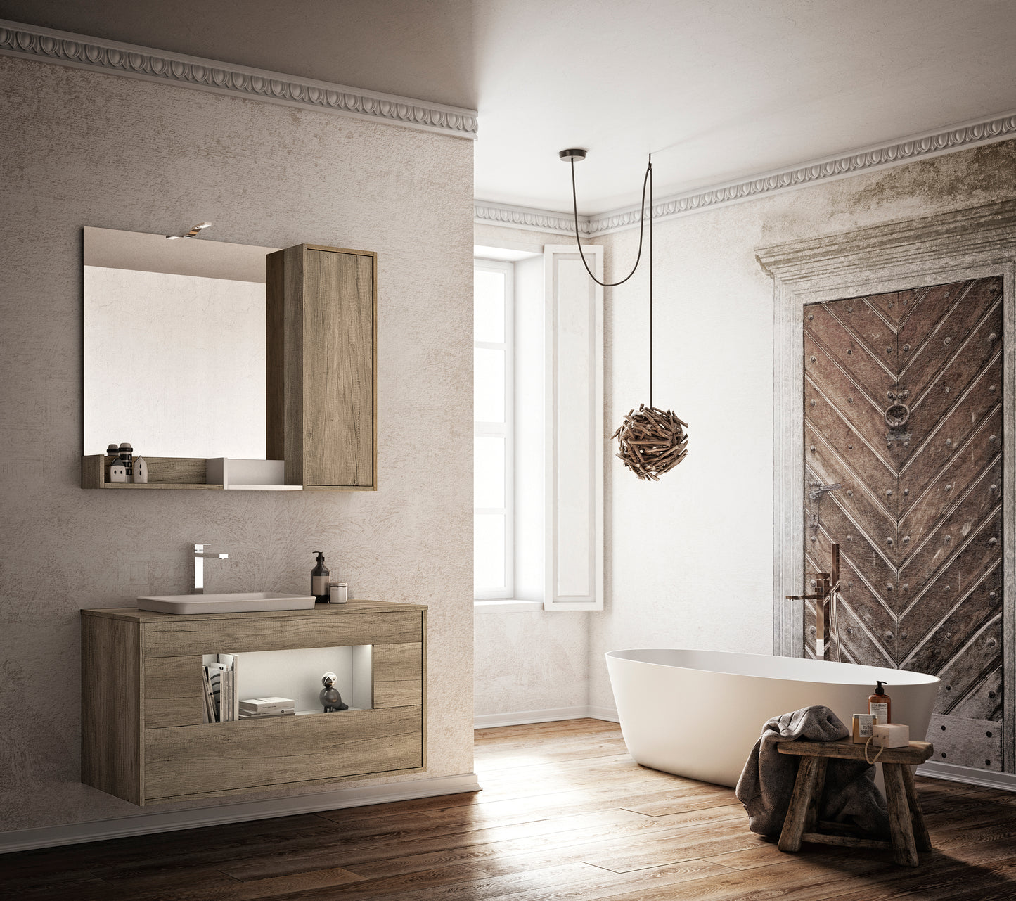 Mastella For You Freestanding Bathtub in white cristalplant in a contemporary designer bathroom