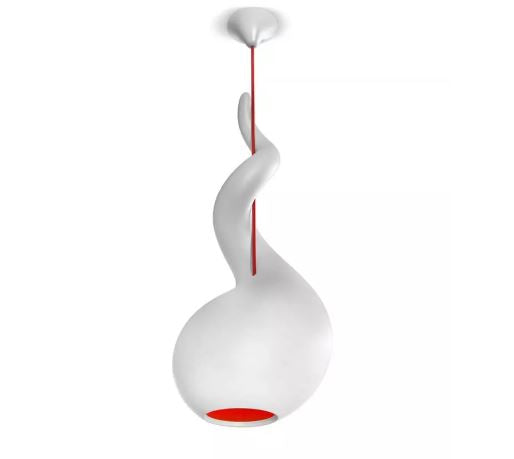 Next Alien Pendant Lamp in White with Red Cord and Red Light Diffuser