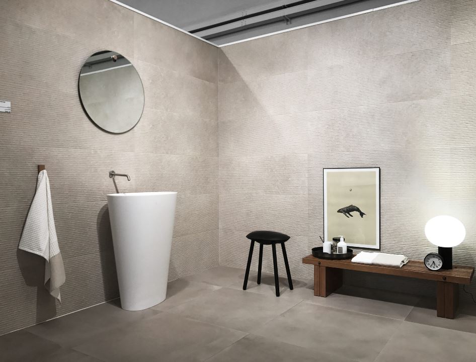 Mastella Body Floor Standing Basin in white cristalplant in a contemporary Italian designer bathroom