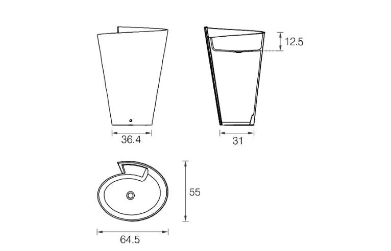 Mastella Kon Freestanding Basin in Cristalplant Dimensions