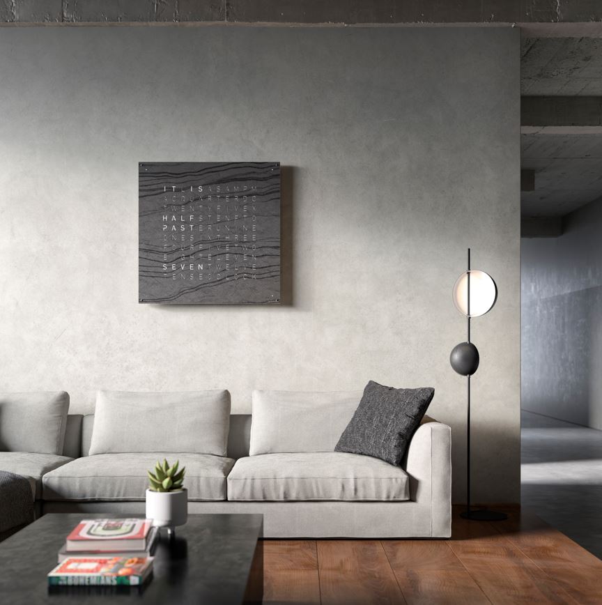 Qlocktwo large creator's edition in metamorphite wall clock in setting