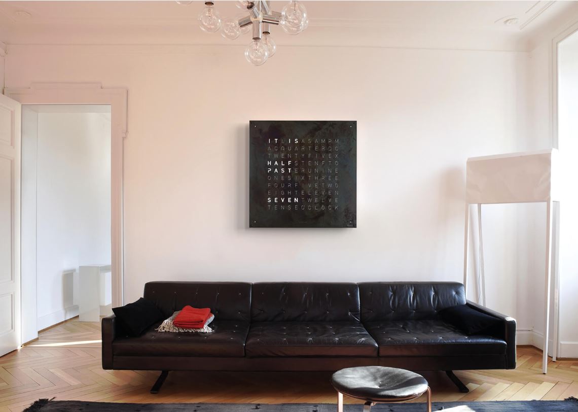 Wall Clock large in raw iron in living room setting