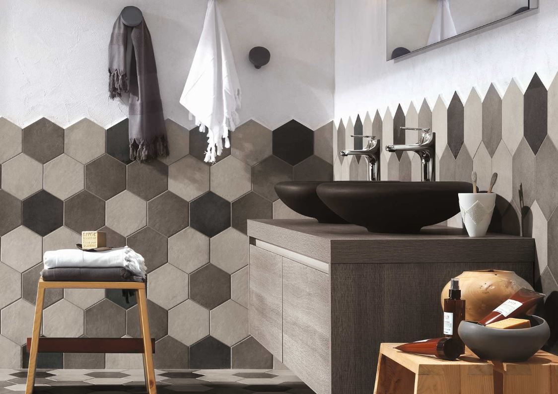 Mastella Sasso Countertop Basin in black cristalplant in a contemporary Italian designer bathroom
