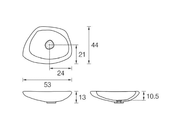 Mastella Sasso Countertop Basin in Cristalplant dimensions