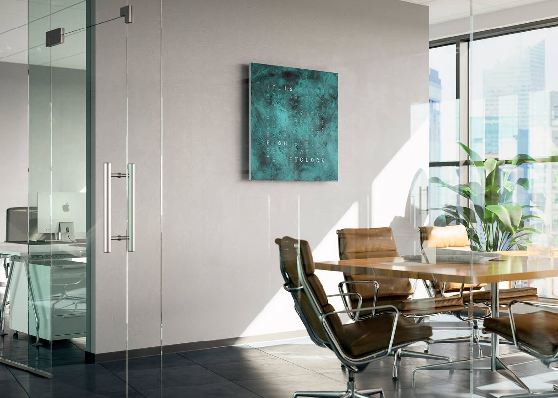 Qlocktwo large creator's edition in vintage copper wall clock in setting