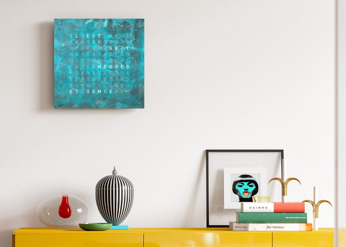 Qlocktwo classic creator's edition in vintage copper wall clock in setting