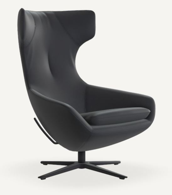 Leolux Caruzzo Recliner Lounge Chair in Premium Black Leather