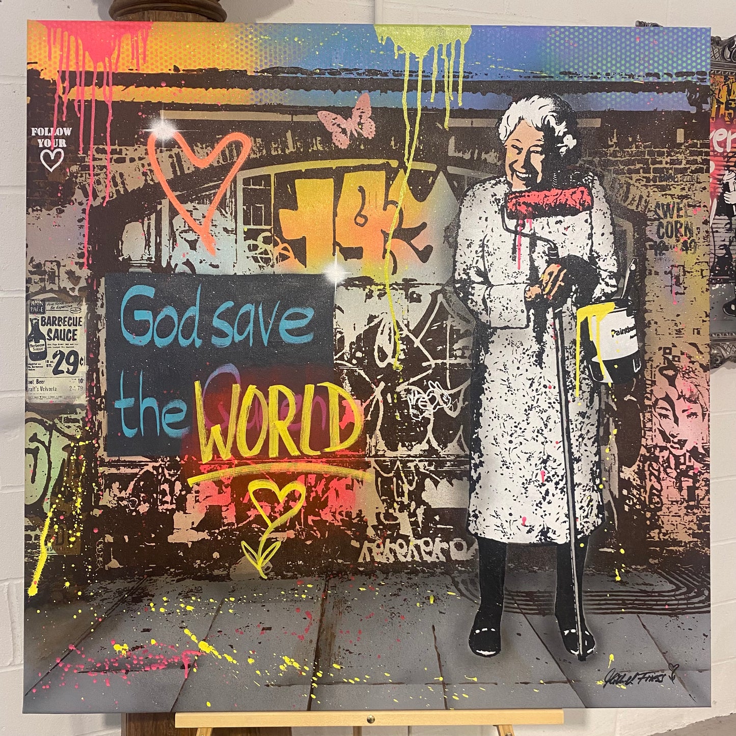 "God Save The World " Painting by Michel Friess