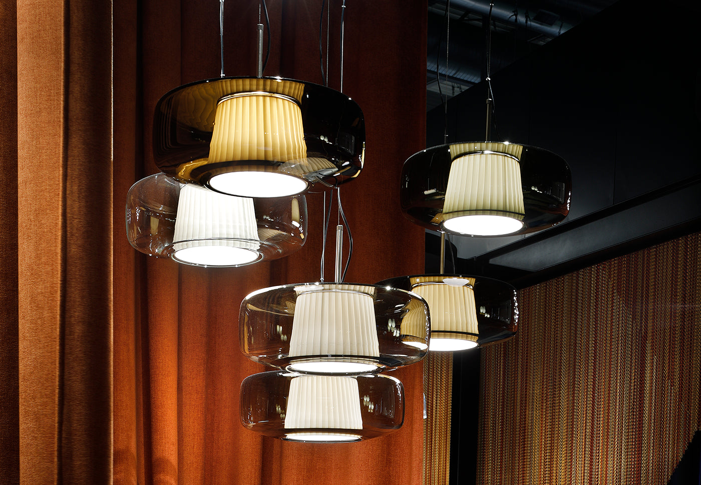 Vistosi Plisse Pendant Lamp Murano Glass