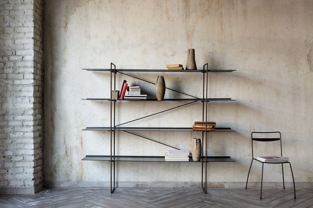 Zeus Tondella standing bookcase shelving metal black minimal