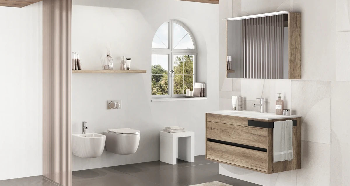 Mastella Duetto Bathroom Vanity in Oak finish from Italy
