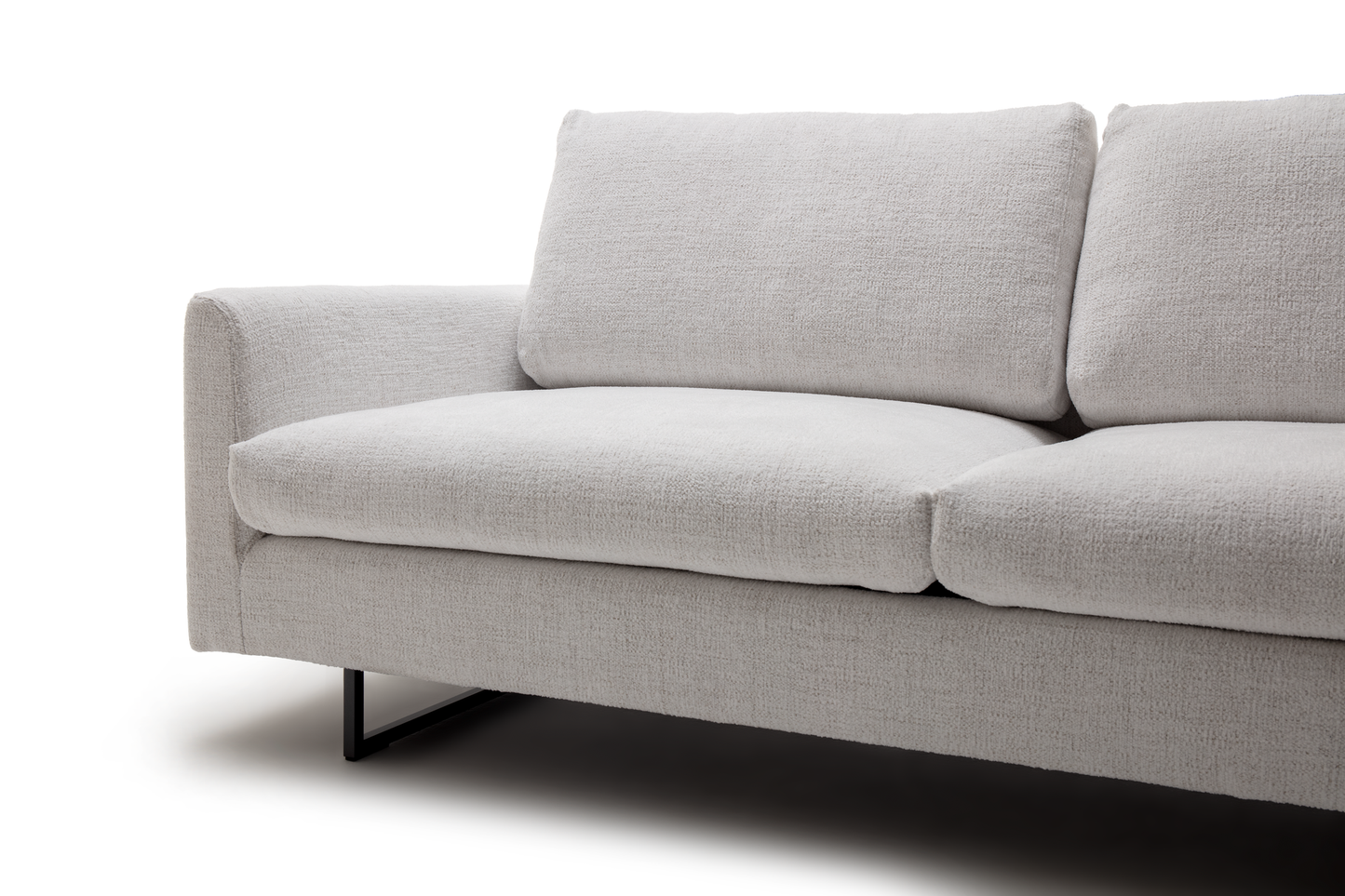 Freistil by Rolf Benz 134 Sofa in white beige signal grey fabric with square skid legs