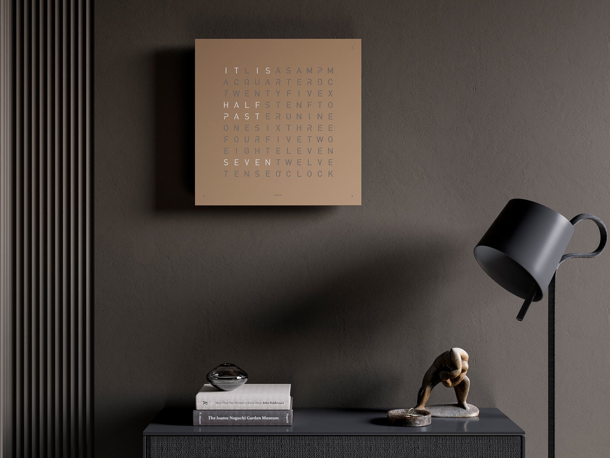 Qlocktwo Classic wall clock hazelnut finish