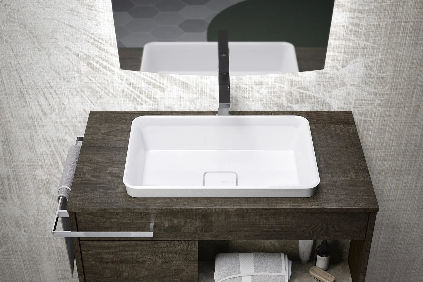 Mastella Lume Italian Bathroom Vanity with Semi-recessed sink