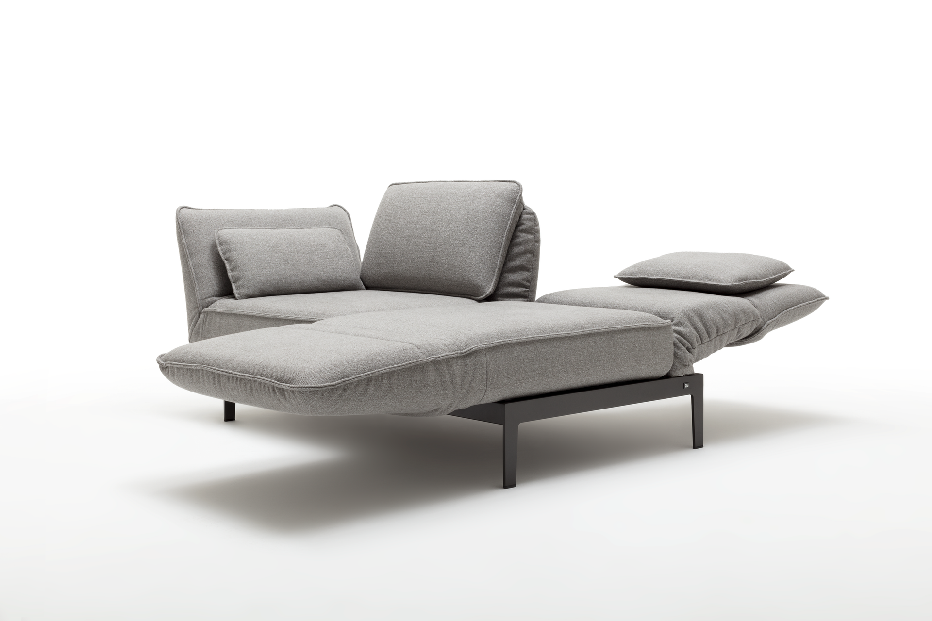 Rolf Benz Mera sofa with reclining adjustable backs in grey fabric