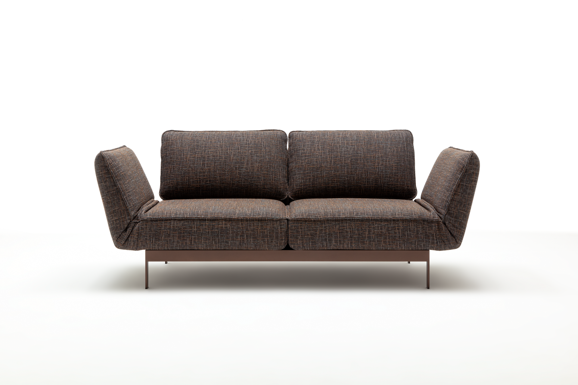 Rolf Benz Mera Sofa with reclining backs and footrests in brown fabric