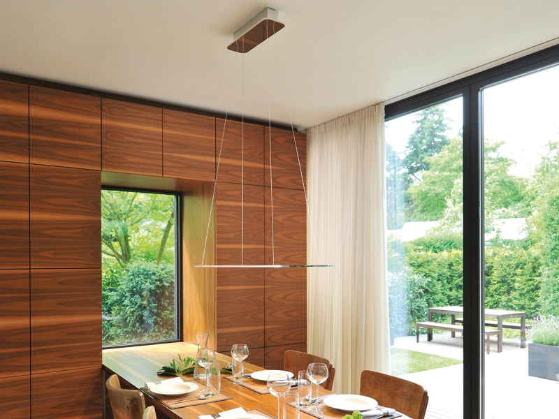 Byok Piani Lungo minimal LED Ceiling Pendent Lamp in high gloss polished finish dining room Made in Germany