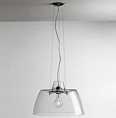 Squeezer Pendant Lamp - Hanging Lamp - adjustable height Ceiling Pendant Lamp  in Clear Murano Glass shade - Made in Italy