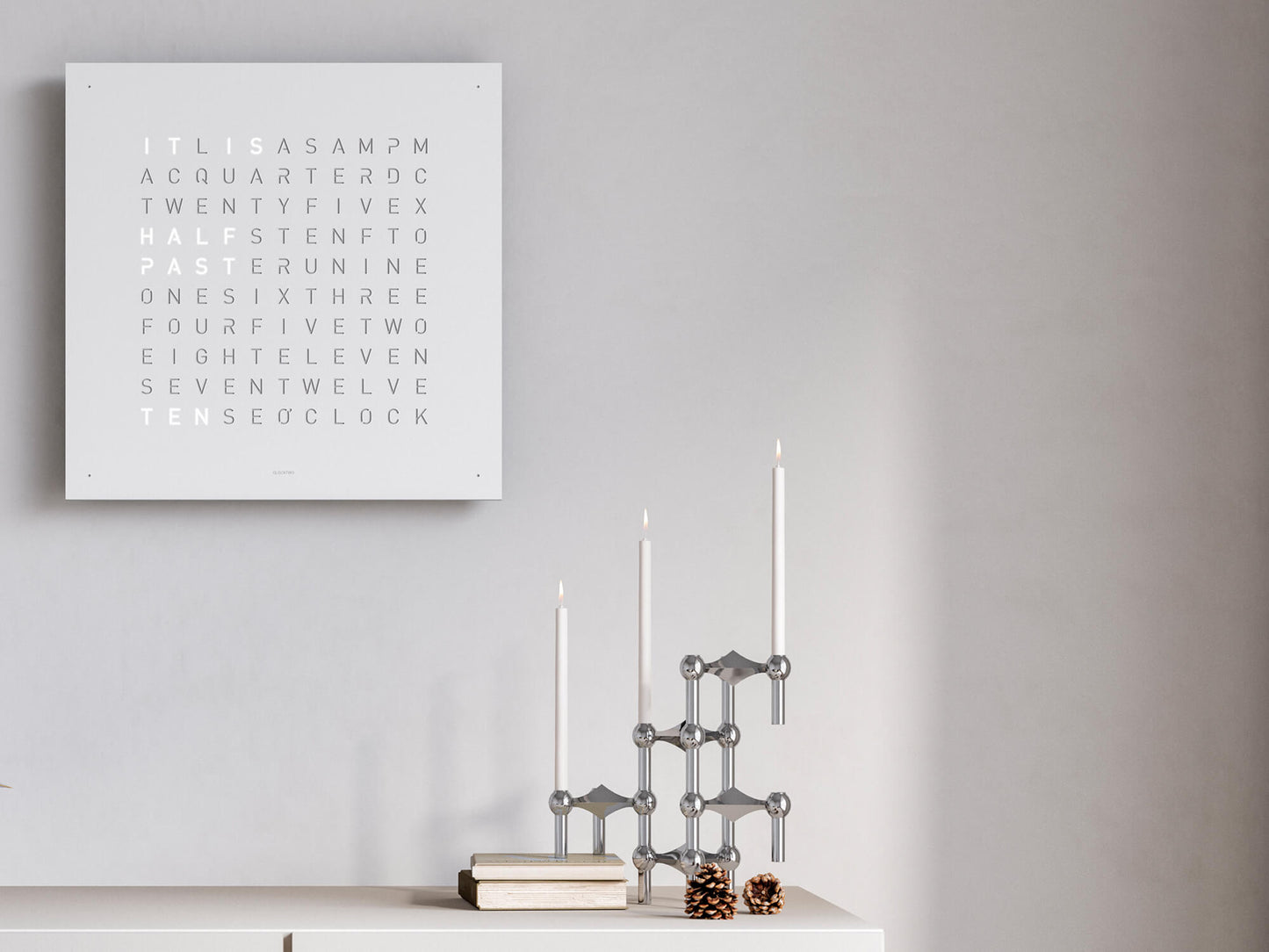 Qlocktwo classic wall clock white pepper finish in english