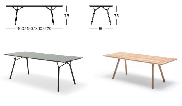 Freistil by Rolf Benz 120 Dining Table with Fenix or Solid Oak Table Top in Different Sizes