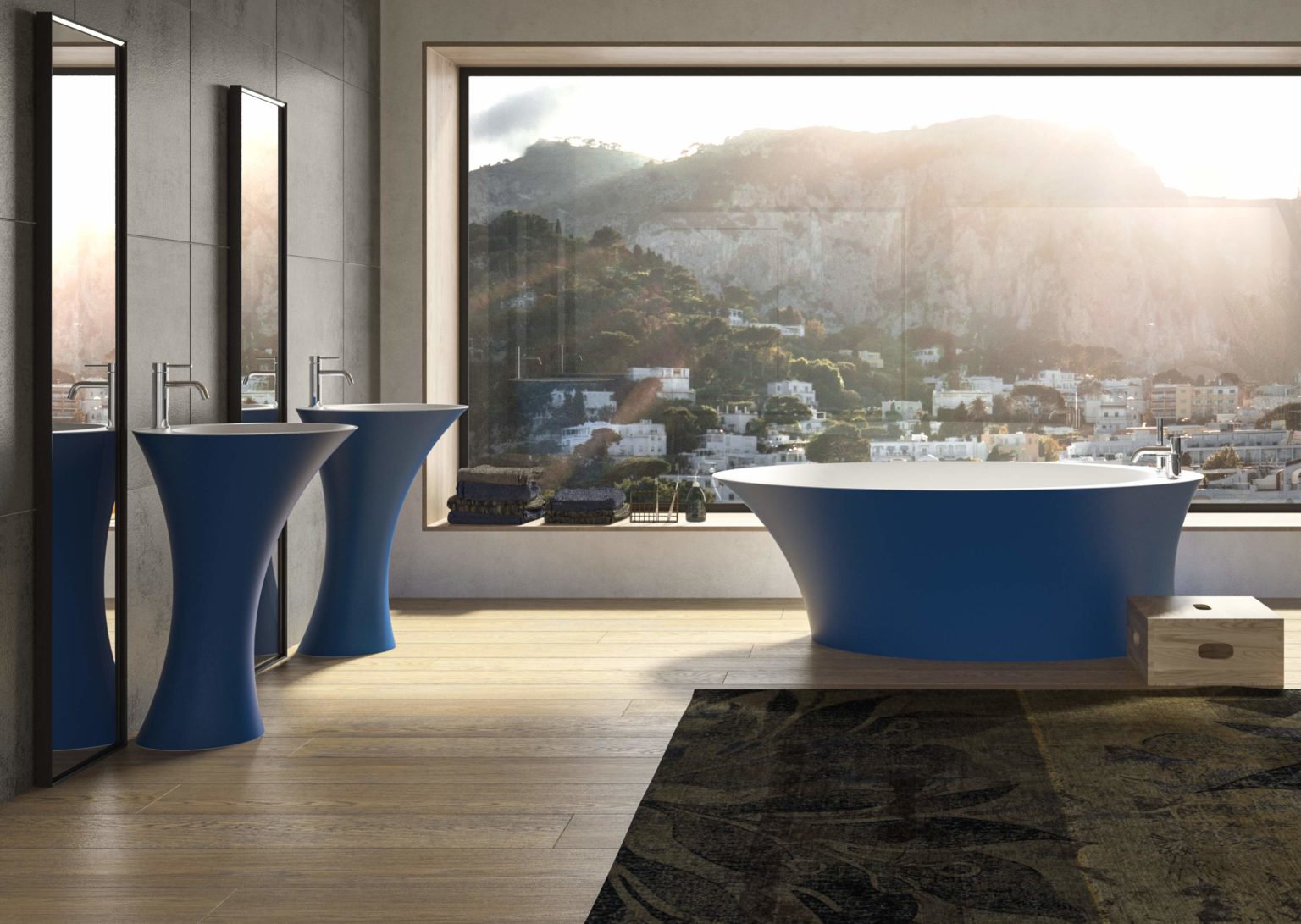 Mastella Helen Freestanding Bathtub in bicolor deimos in a contemporary designer bathroom
