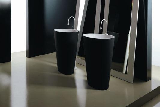 Mastella Body Floor Standing Basin in bicolor cristalplant in a contemporary Italian designer bathroom